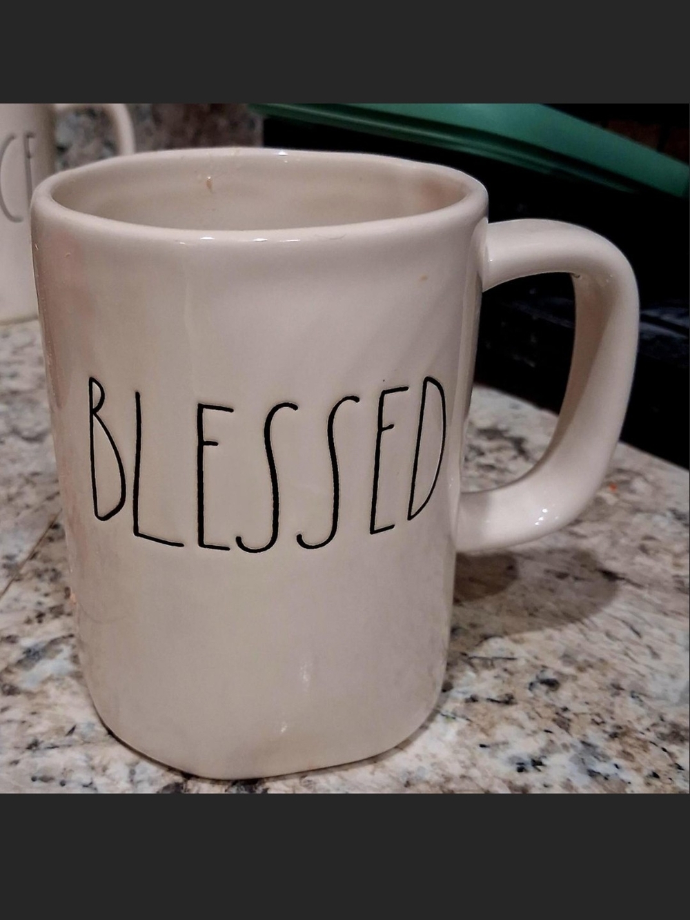 Rae Dunn Cream Ceramic Mug with BLESSED Text